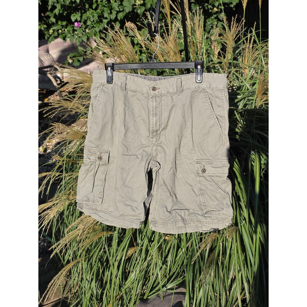 Club Room Mens Cargo Shorts Size 38 Olive Green Cotton Twill Utility Pockets